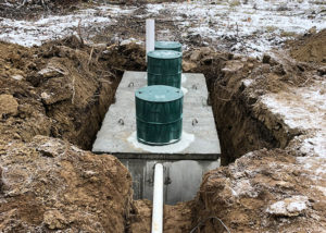 In ground septic tank under construction